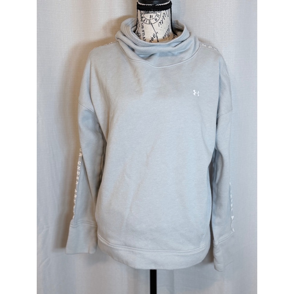 Under Armour Funnel Neck Sweatshirt Womens Large Blue Excellent Fleece Taping